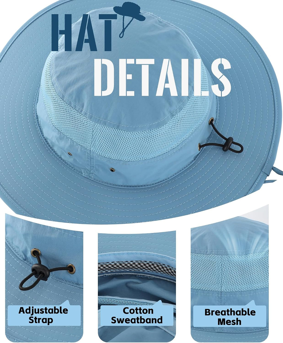 Home Prefer UPF 50+ Men's Sun Hat Wide Brim Bucket Hat UV Protection Hat for Mens Womens Beach Safari Gardening Golf Fishing