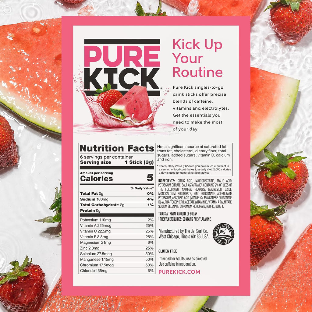 Pure Kick Singles To Go Hydration Drink Mix, Strawberry Watermelon, 72 Ct