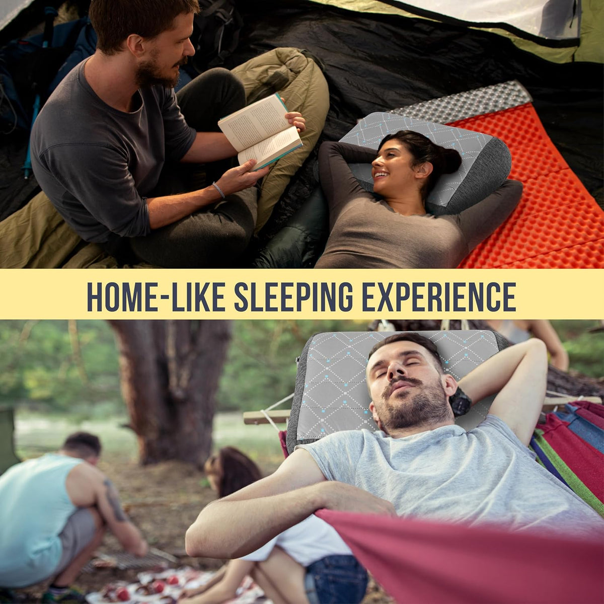 TREKOLOGY ALUFT Pro Inflatable Travel Pillow with Removable Foam-Padded Washable Cover - Quiet Soft-Touch Surface, Adjustable Firmness, Packs Palm-Size for Plane, Car, Camping & Backpacking