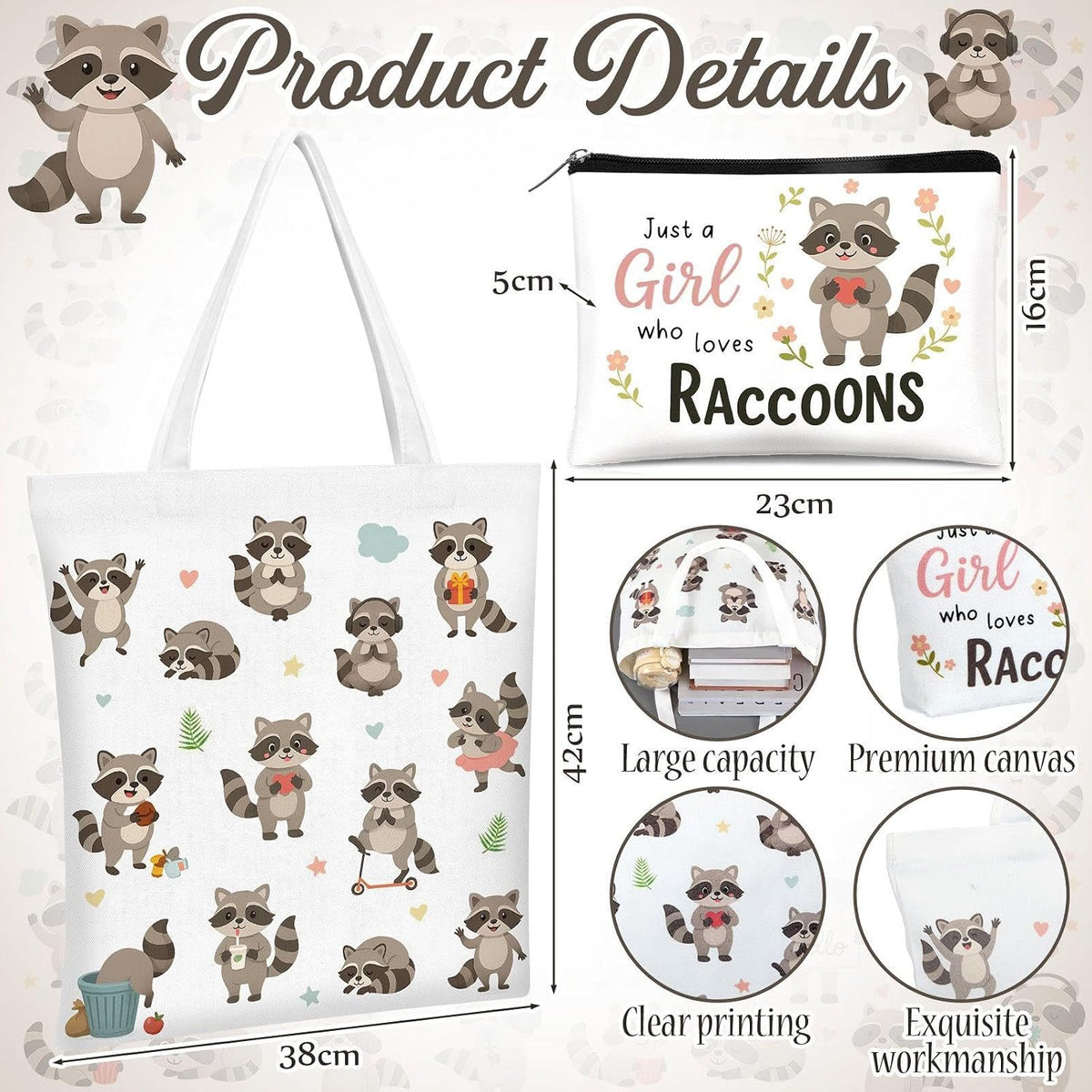 Gilprop 6 Pcs Raccoon Lover Gift: Just Girl Who Loves Raccoons