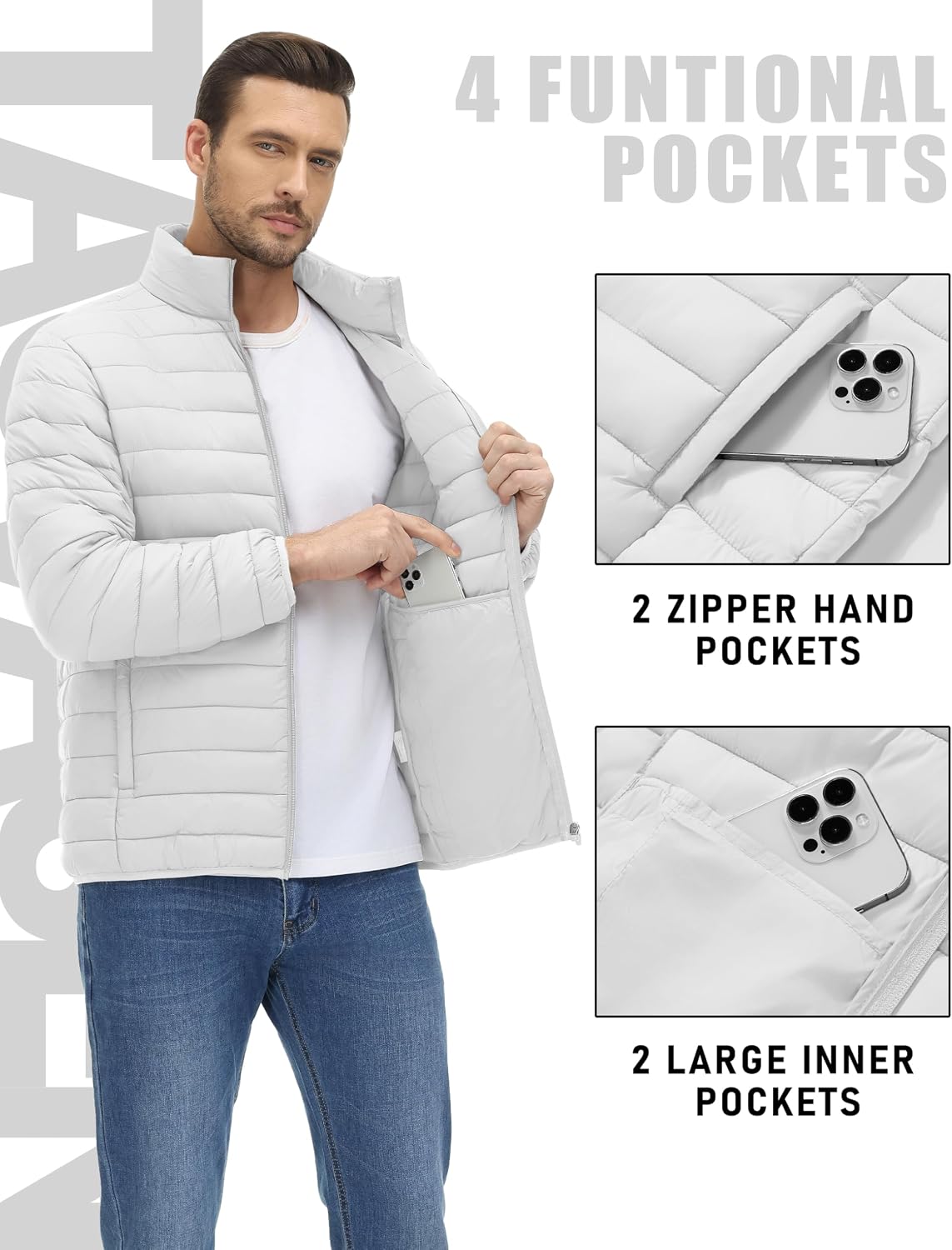 TACVASEN Men's Lightweight Puffer Jacket Quilted Insulated Winter Coat