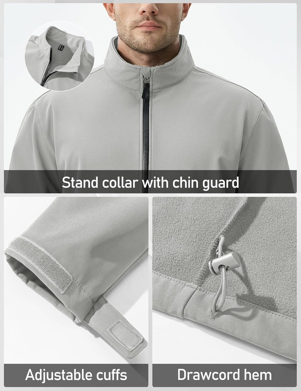 MAGCOMSEN Men's Fleece Lined Softshell Jacket Lightweight Waterproof Windbreaker Zip Up Winter Rain Coat Tactical Hiking