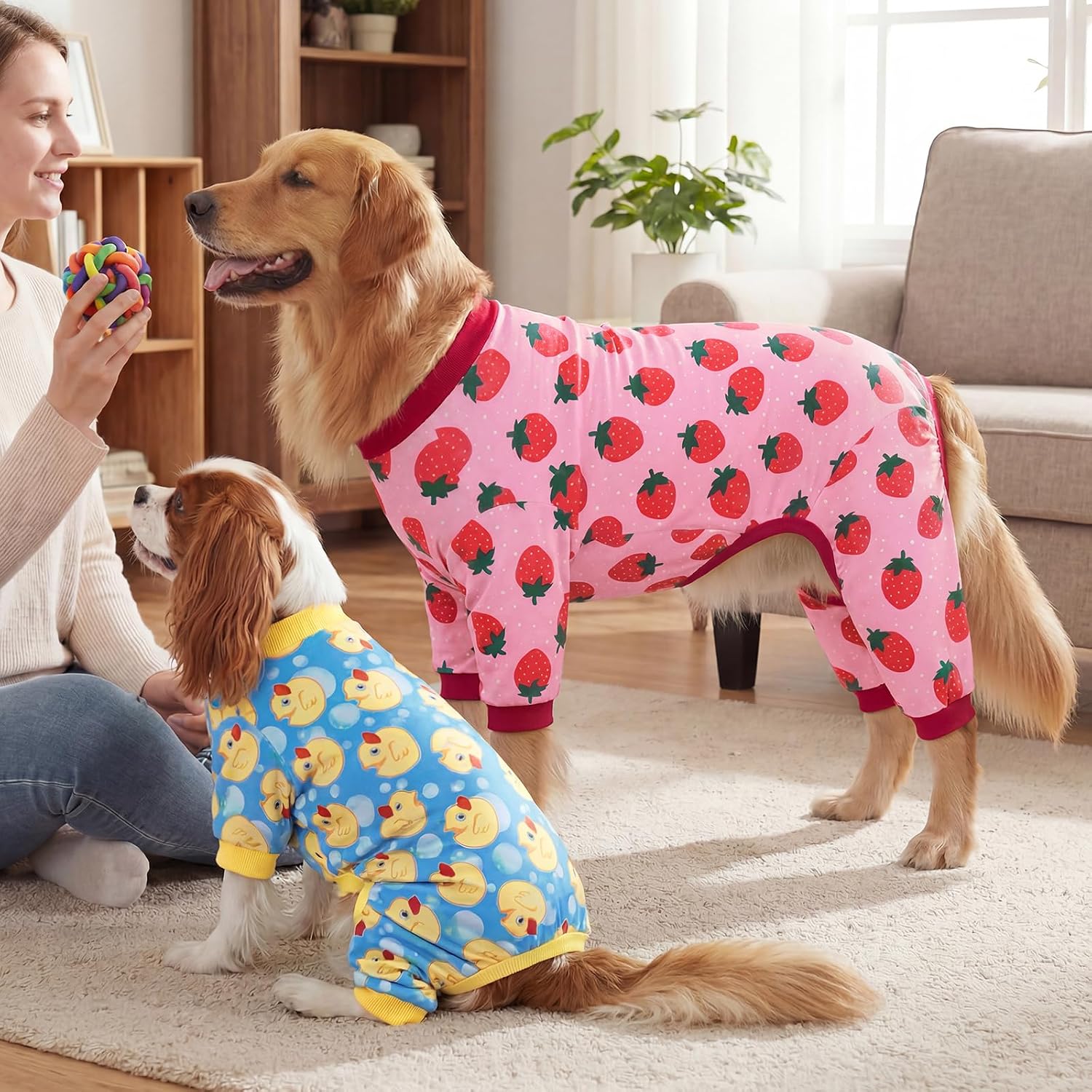 XPUDAC 4 Pack Dog Pajamas for Small Dogs Pjs Clothes Puppy Onesies, M