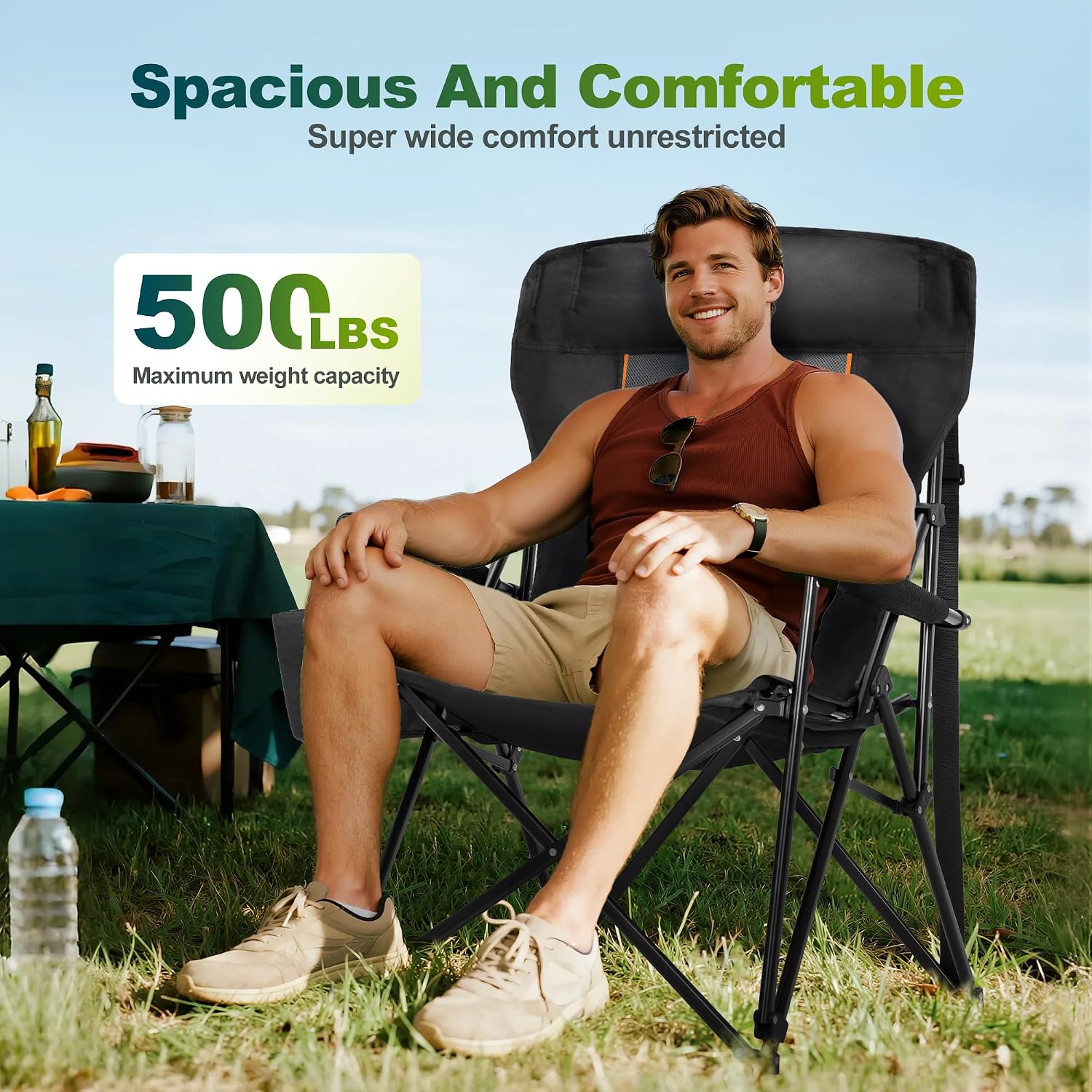 ALPHA CAMP Oversized Camping Chair for Adult Lawn Chair for Outdoor Camping