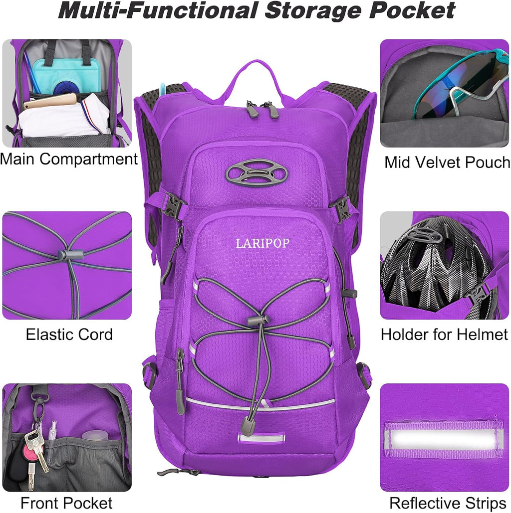 LARIPOP 18L Hydration Backpack with 2L Leak-Proof Water Bladder for Hiking Cycling Running Men Women