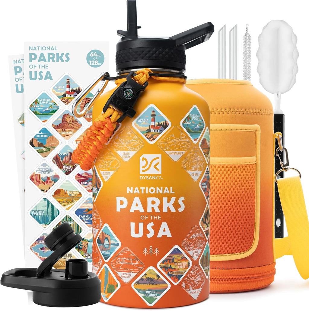 DYSANKY Insulated Water Bottle | Thickened Stainless Steel for Gym and Hiking with Straw, Carrier Bag, Handle Strap | BPA-Free 87 oz
