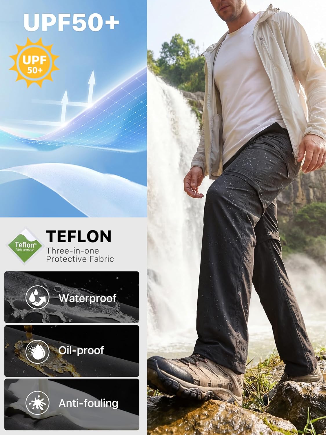 FREE SOLDIER Men's Convertible Hiking Pants Outdoor Lightweight