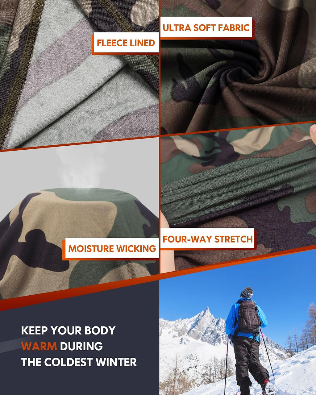 Mens Thermal Underwear Long Johns Set Cold Weather Hunting Base Layer