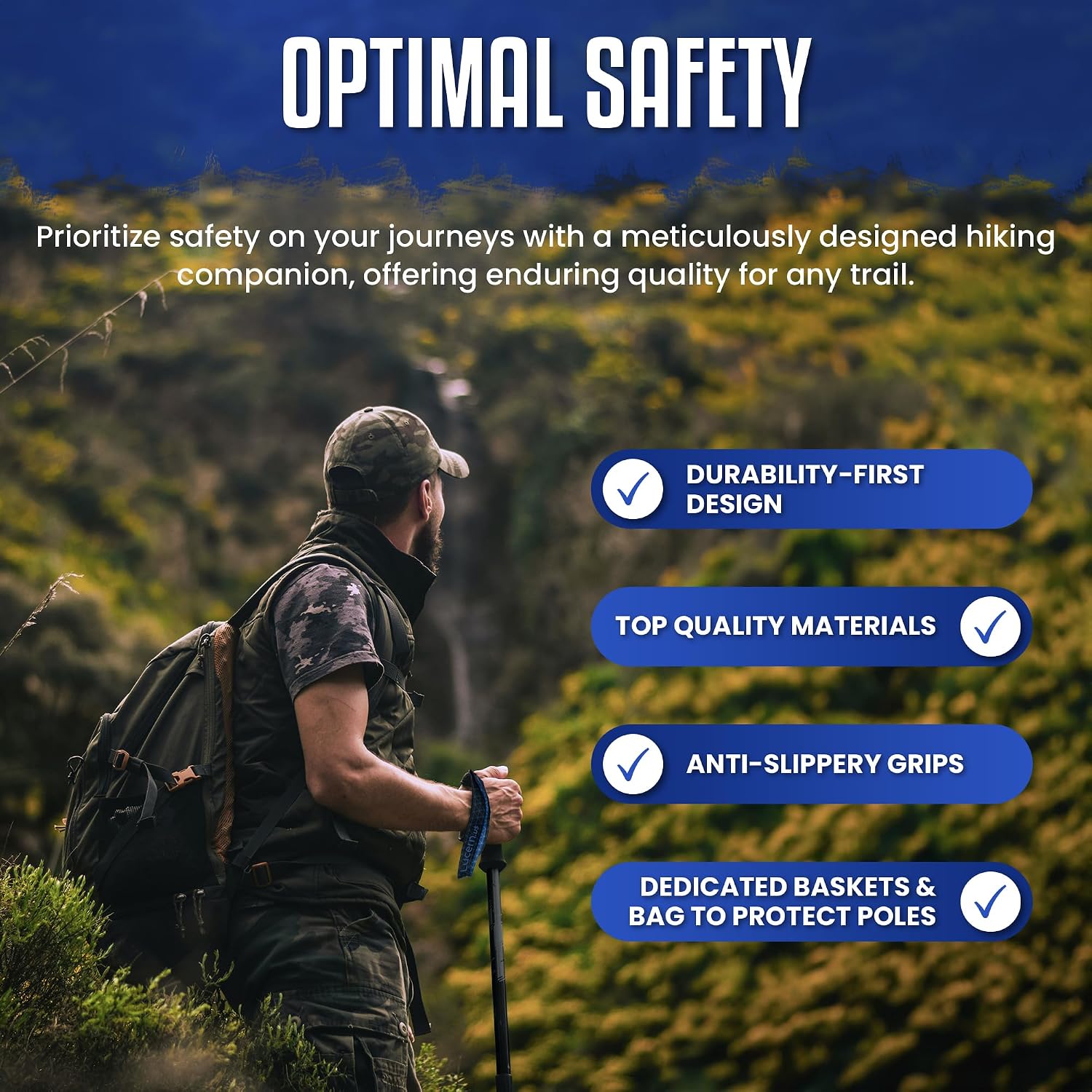 Lucern 6.5 oz (New Editon) Extreme Ultralight Anti-Shock Carbon Trekking Poles — Exceptionally Durable, Comfortable, Safe Across All terrains. Perfect for Backpacking and Long-Distance Hiking.