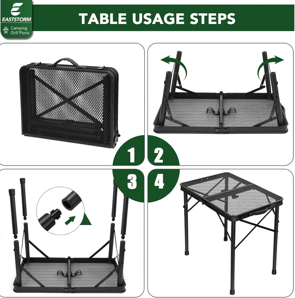 E EASTSTORM 2 Ft Folding Grill Camping Table with Mesh Bag,Small
