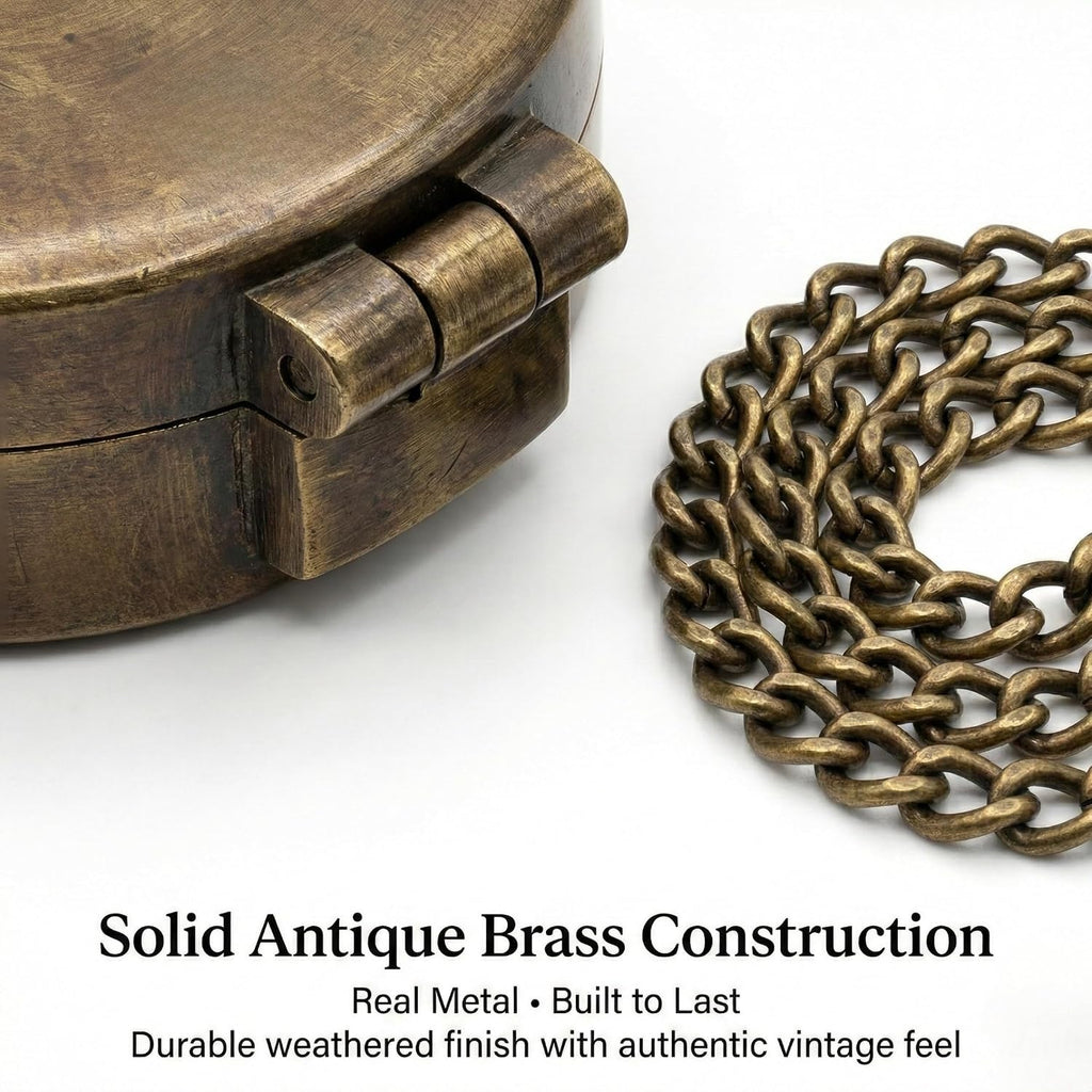 Engraved Brass Pocket Compass Gifts for Men – Vintage Antique Compass
