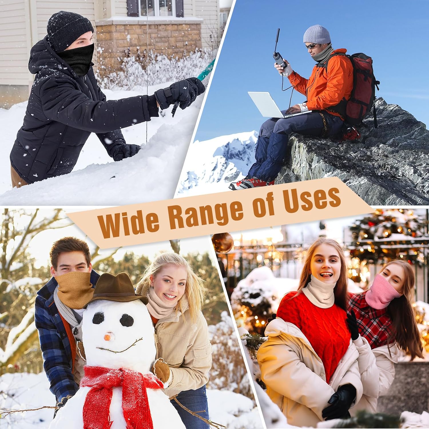 Fivali Winter Neck Warmer Gaiter for Men Women: Thick Windproof Neck Scarf