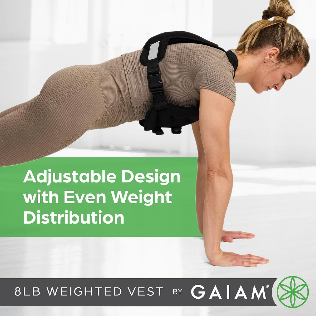 Gaiam Weighted Vest for Women and Men, Adjustable Weighted Workout Vest for Walking, Running, Strength Training