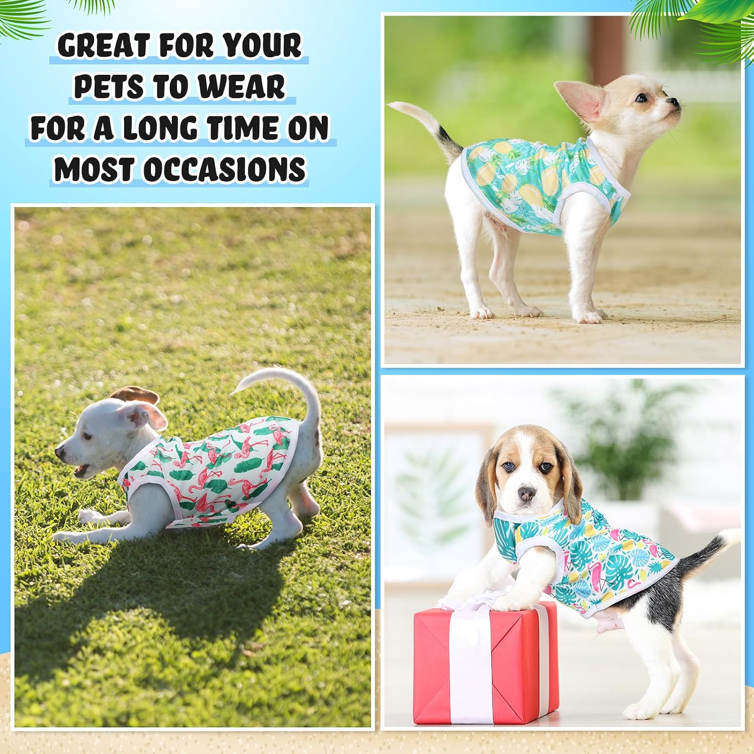 32 Pack Summer Hawaiian Dog Shirts for Small Dogs T-Shirts Pet Shirt Doggie Vest Puppy Clothes Flamingo Top Sleeveless Apparel for Cats(Small)
