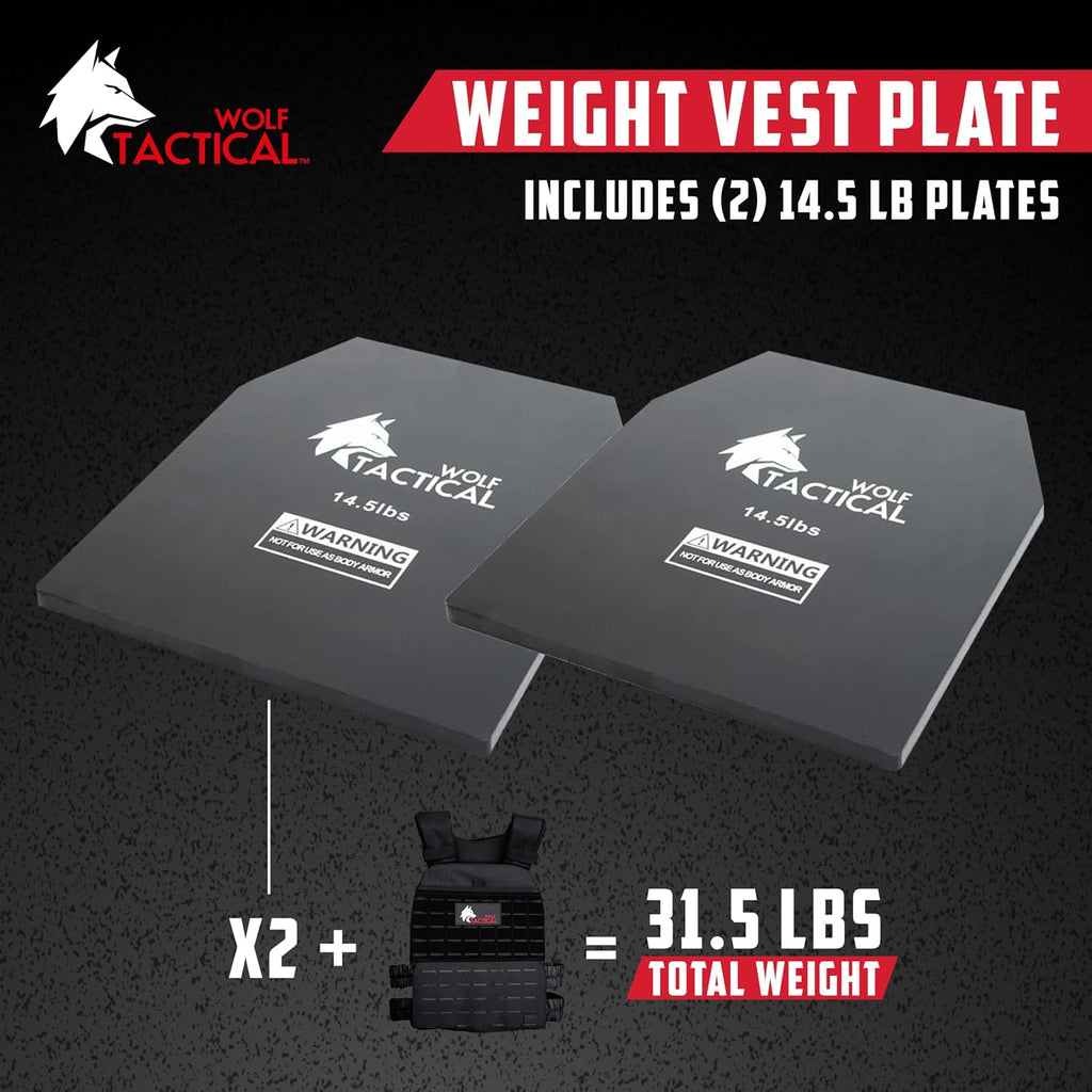 WOLF TACTICAL Weight Vest Plates - 5.75/8.75/14.5/19.75LB Pairs - WODs, Strength Training, Running, Heavy Workouts
