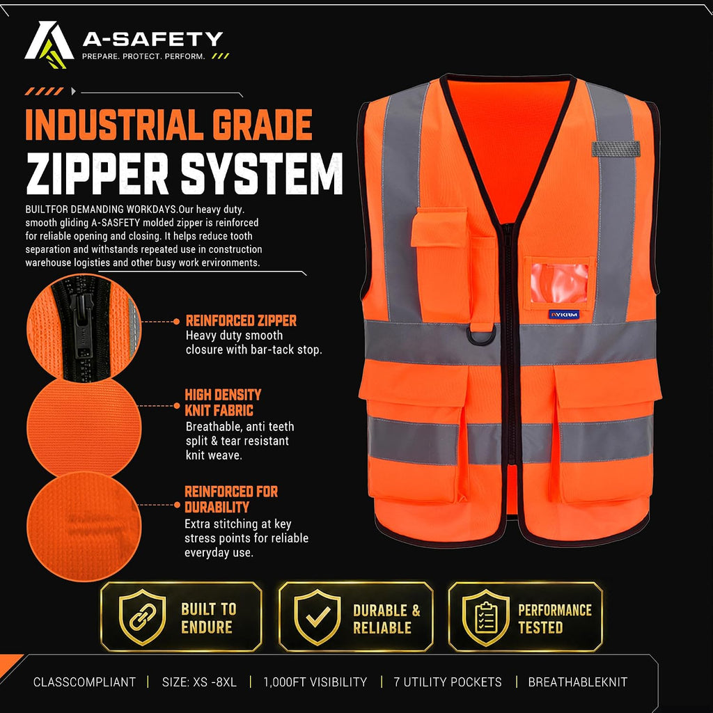 A-SAFETY High Visibility Reflective Safety Vest Customize Logo (XS-8XL)