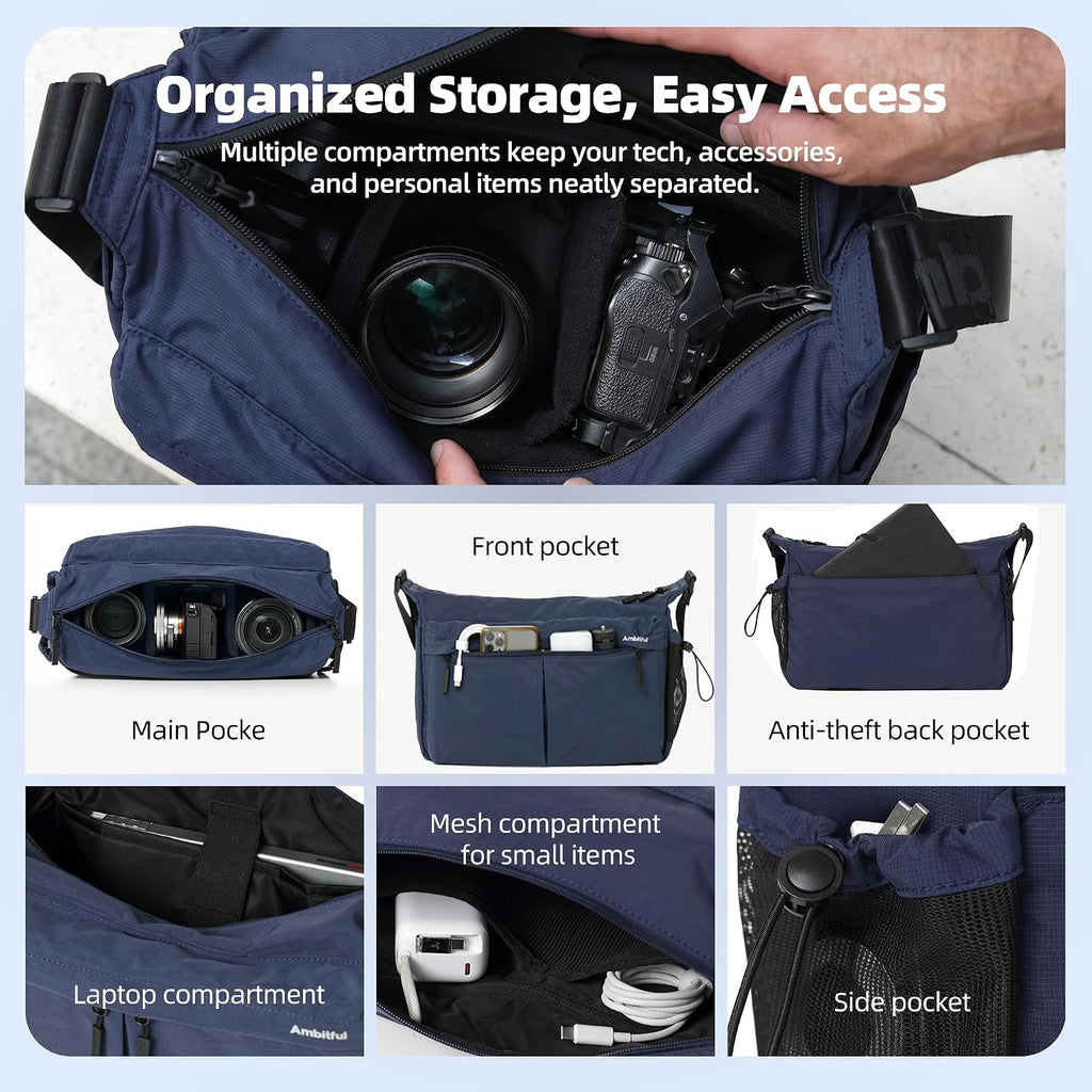AMBITFUL Camera Messenger Bag for Photographers Shoulder bag,9L Black