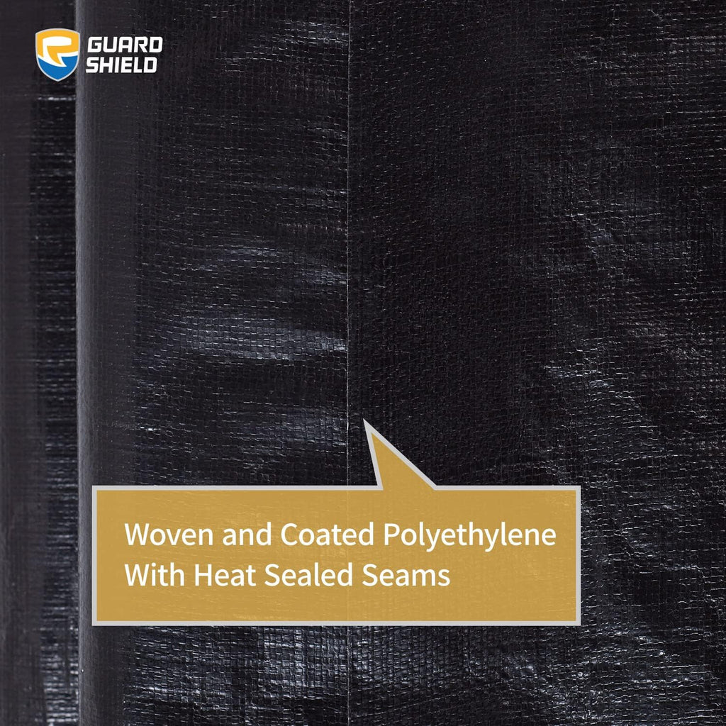 GUARD SHIELD Tarps Heavy Duty Waterproof 6x8 Feet Black Poly Tarp Cover Outdoor Thick UV Resistant Tarpaulin with Grommets 10mil