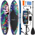 SereneLife 10’6” Inflatable Stand Up Paddle Board with Premium SUP Accessories - 32” Wide Stable Design with Non-Slip EVA Deck Pad, for Youth and Adults, 350 lbs. Capacity