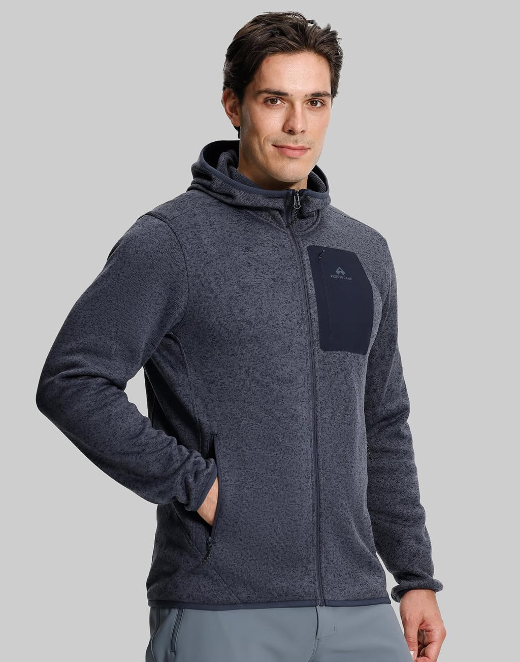 Pioneer Camp Men's Hooded Sweater Fleece Jacket Full Zip Hiking Mid Layer
