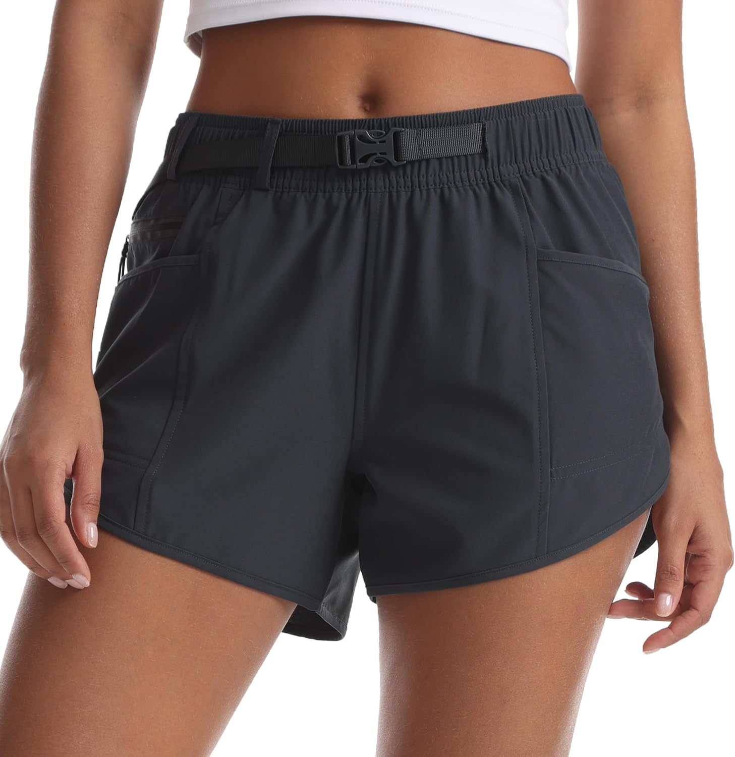 Women's Athletic Hiking Shorts with Liner Quick-Dry Workout Running Shorts