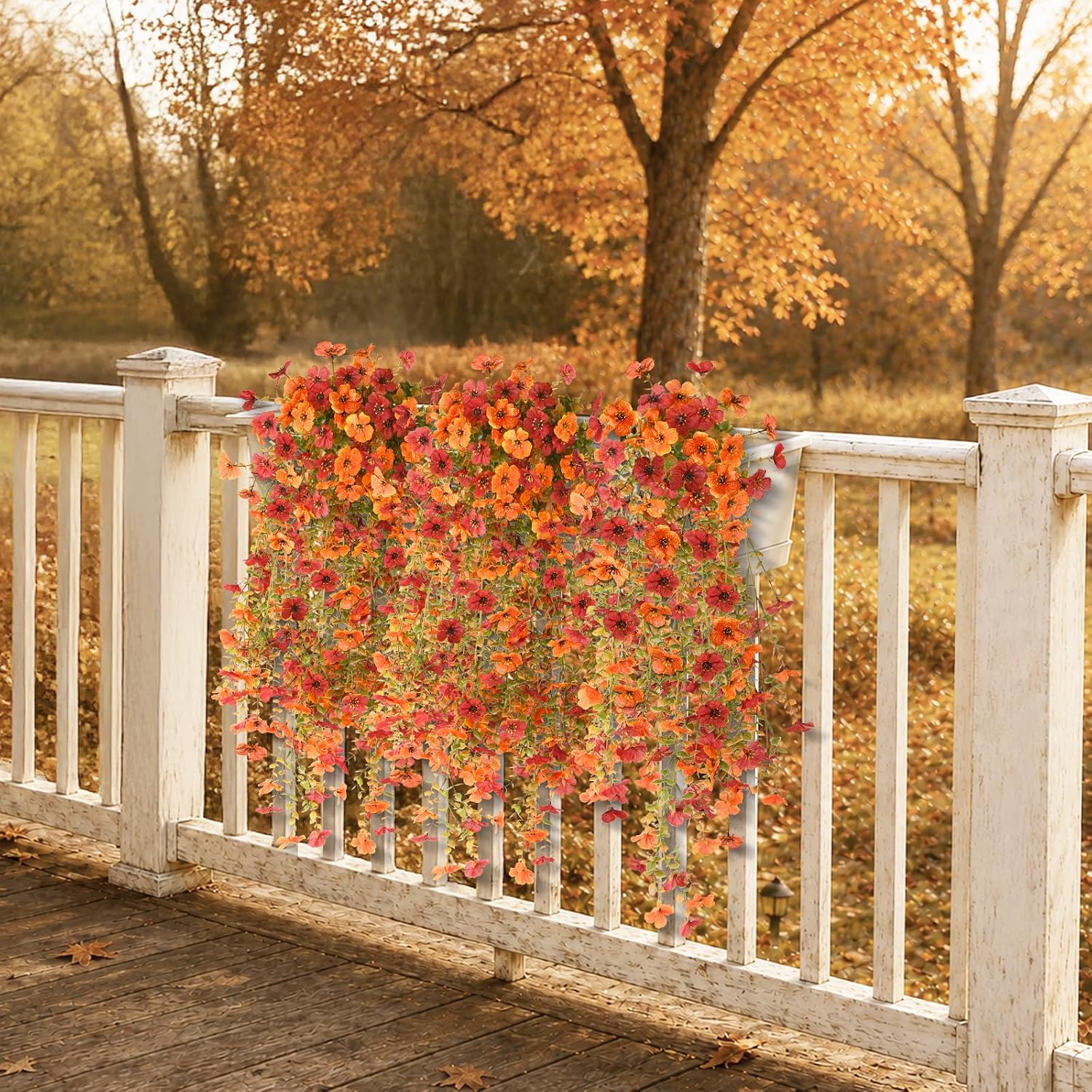 Homsunny Artificial Mums for Outdoors Hanging Flowers for Home Fall Decor