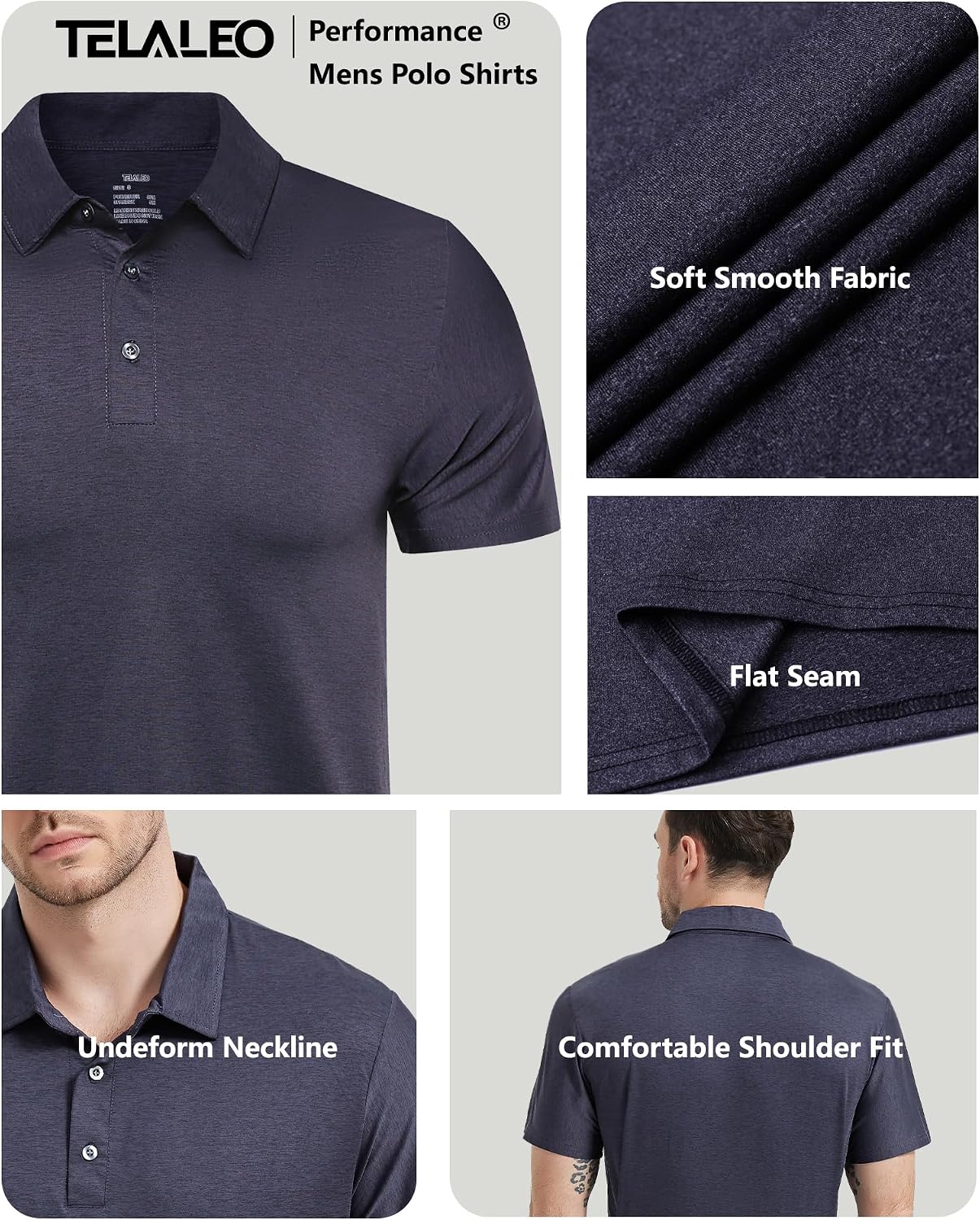 5 Pack Men's Polo Shirts Short Sleeve Golf T Shirt Performance Casual