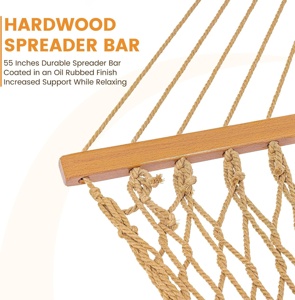 Lazy Daze Double Handwoven Rope Hammock for Outdoor Fits 12-13 Ft Stand