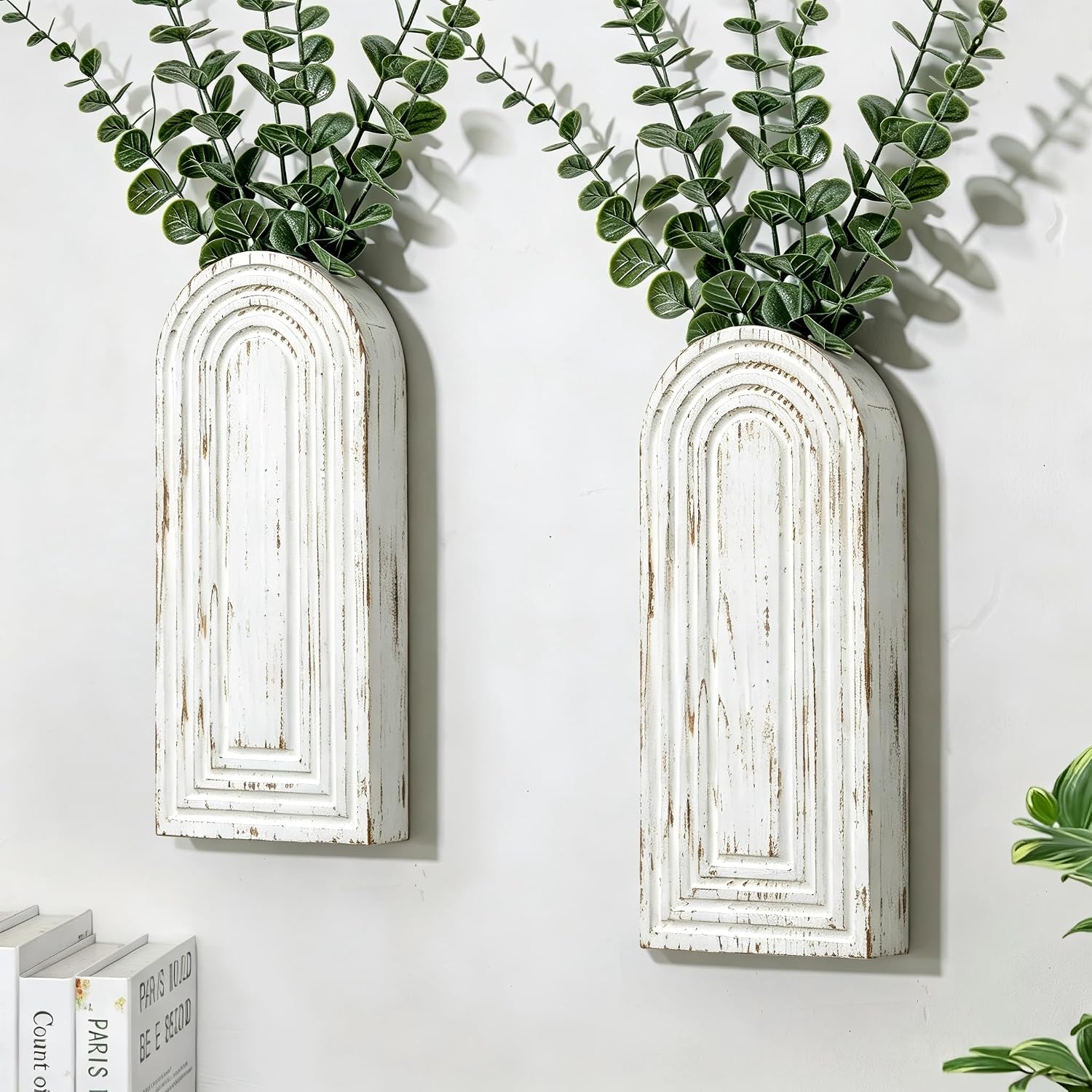 Handmade Wooden Wall Vases Set of 2 for Plants