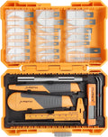MulWark 41-Piece Precision Hobby Knife Set - Exacto Knife Set For Modeling - Craft Knife Handle Customized With Chiseling, Stencil Edge And Fine Point Blades With Sharpening Stone And Steel Ruler