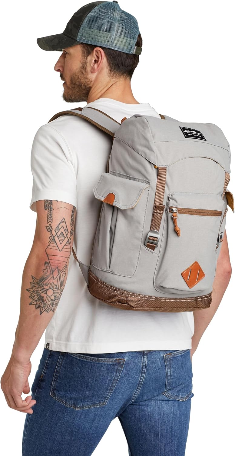 Eddie Bauer Bygone Backpack Retro Design Laptop Sleeve Travel Work Hiking Durable Nylon 25L Terracotta