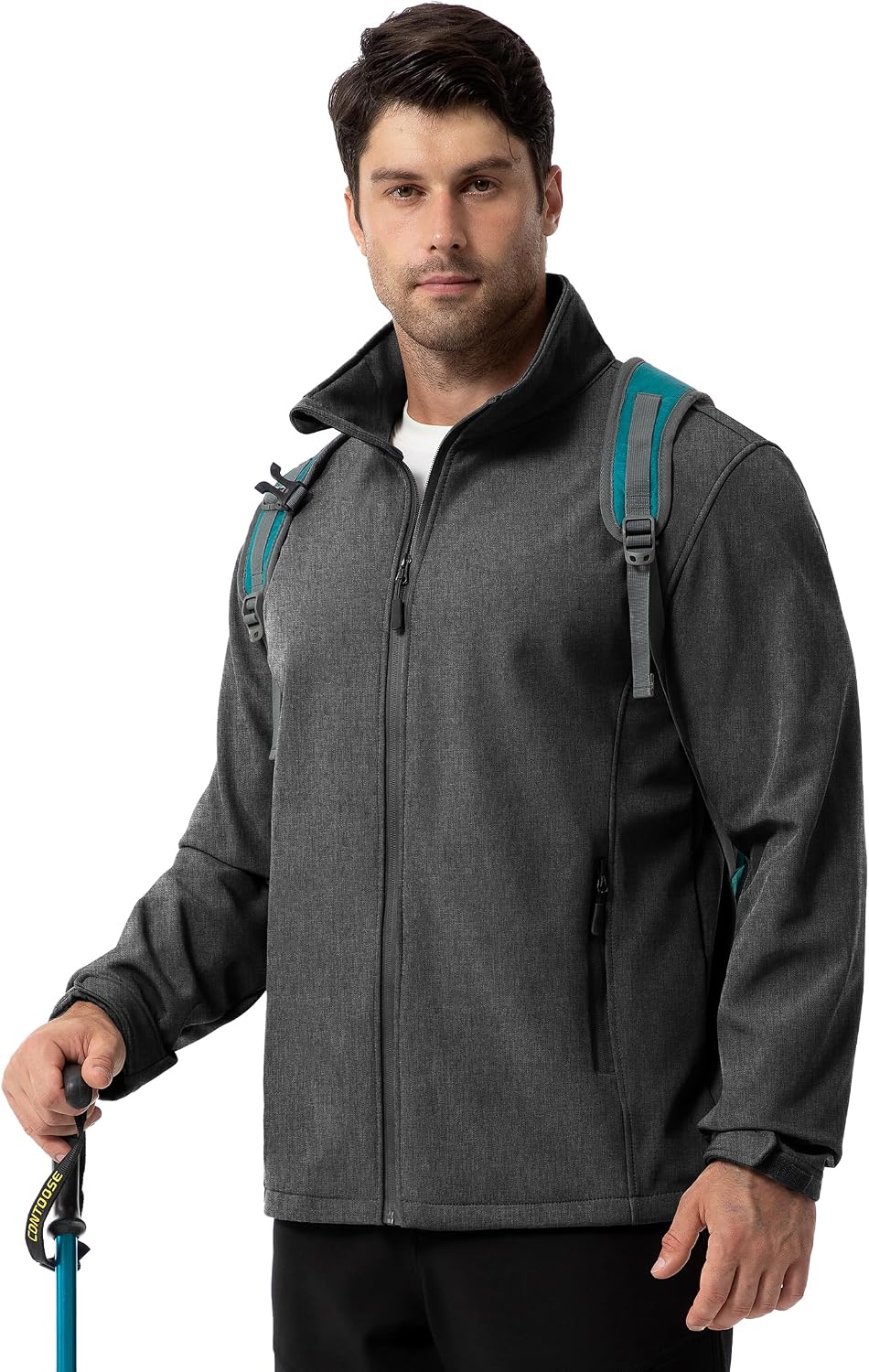 ZITY Men's Softshell Jacket Fleece Lined Lightweight Waterproof Rain Jacket Zip Up Soft Shell Windproof Windbreaker