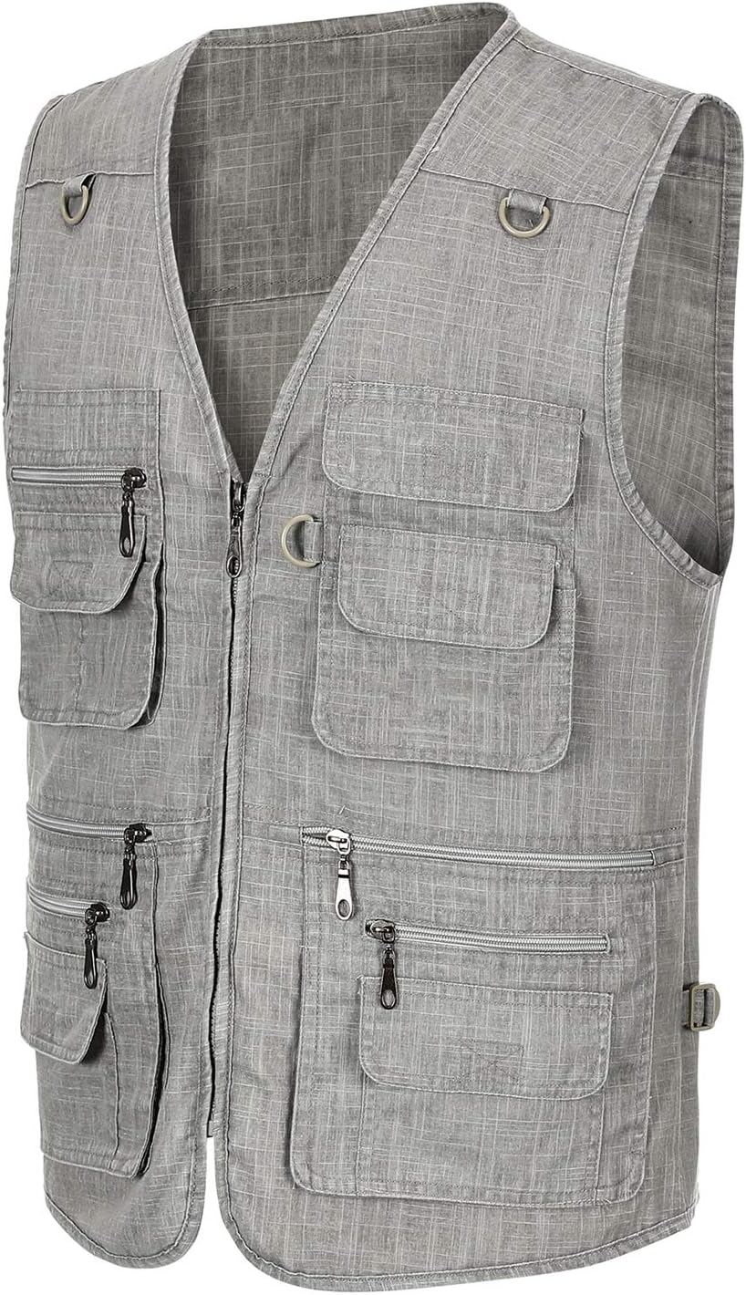 Spanye Mens Outdoor Fishing Vest Safari Travel Photography Vests Jacket Multi Pocket