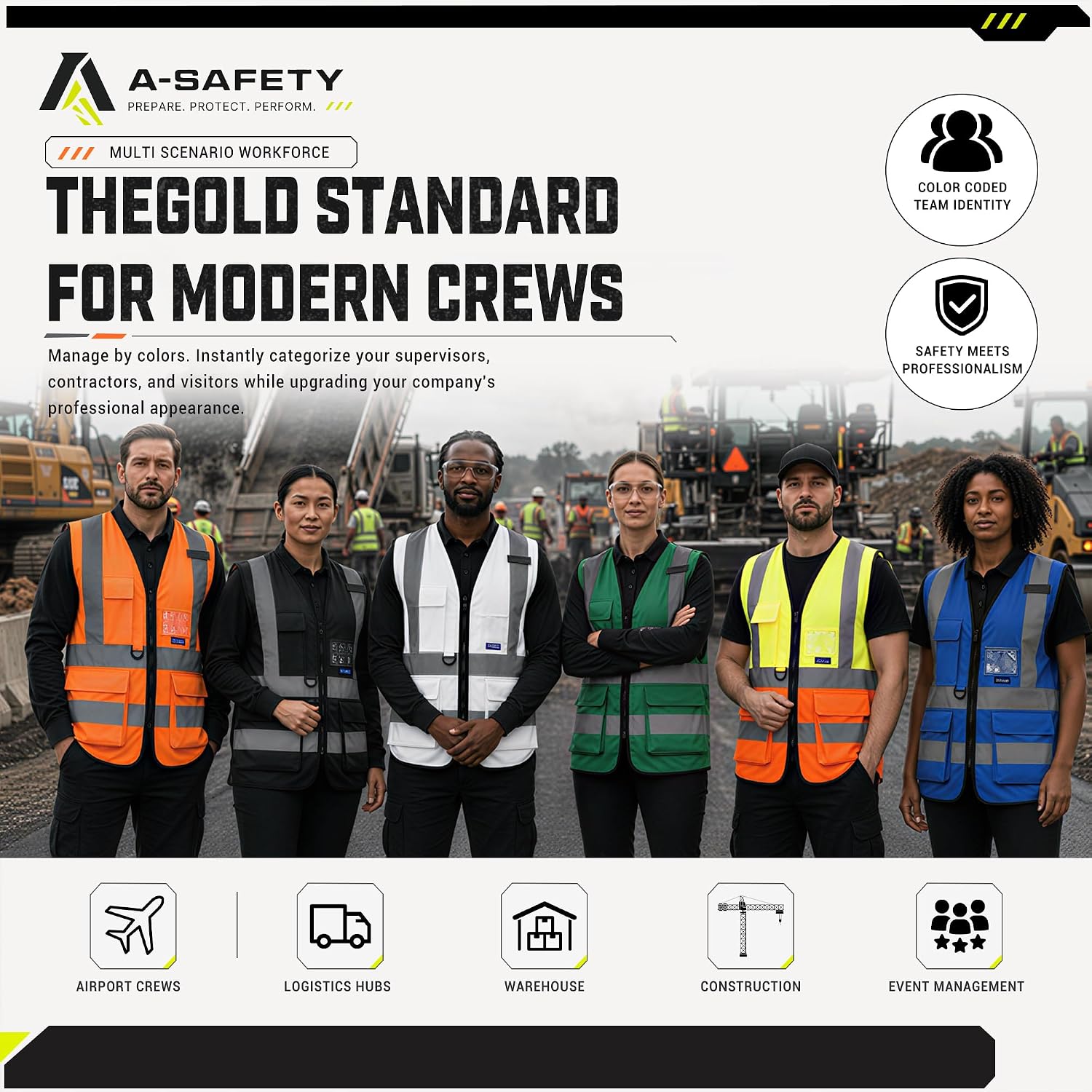 A-SAFETY High Visibility Reflective Safety Vest Customize Logo (XS-8XL)