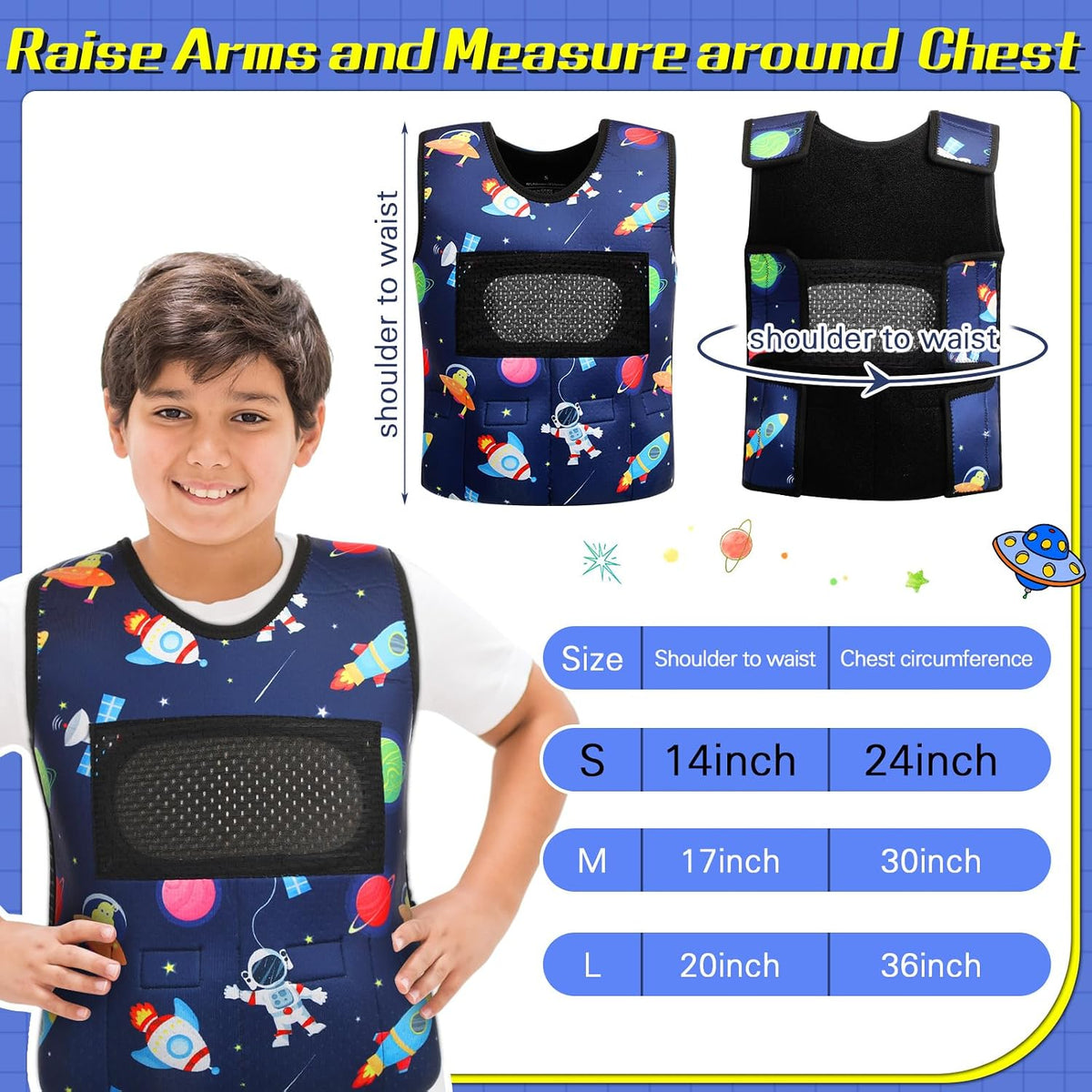 Janmercy Weighted Vest for Kids, Rocket, Small, Dark Blue