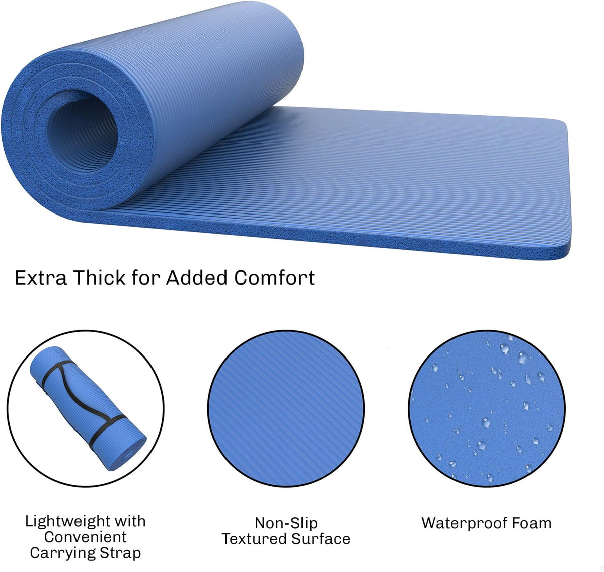 Foam Sleeping Pad for Camping - 0.75-Inch-Thick Waterproof Sleep Pad with Carry Straps for Cots, Tents, or Sleepovers by Wakeman Outdoors