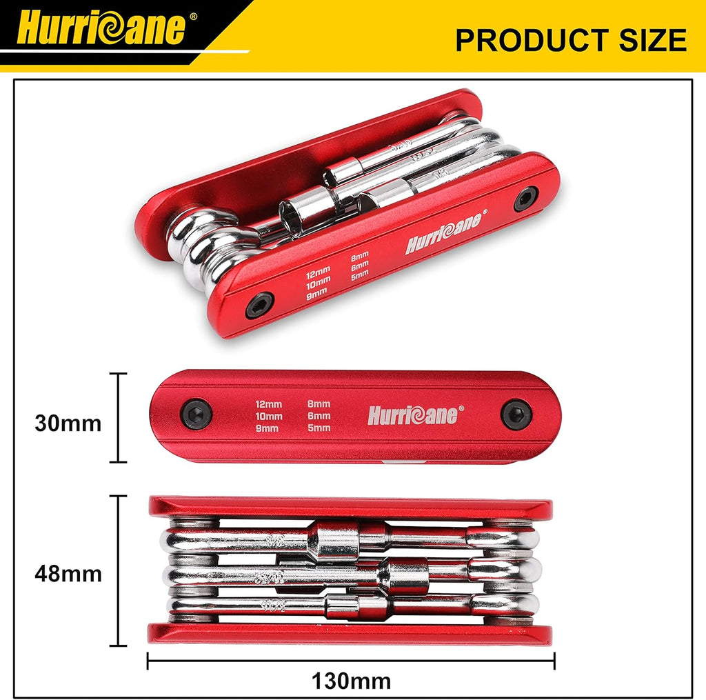 HURRICANE 6 in 1 Folding Nut Driver Set Metric, Hex Nut Driver Set, Folding Socket Wrench, Cr-V Steel Shank, Portable Premium Aluminum Handle. Easy to Carry Out. 5mm, 6mm, 8mm, 9mm, 10mm, 12mm