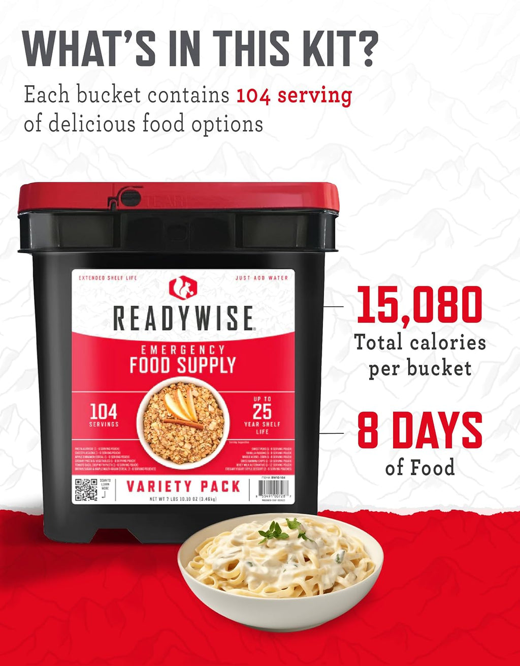 READYWISE Emergency Food Survival Supply, 104 Servings, Variety Bucket