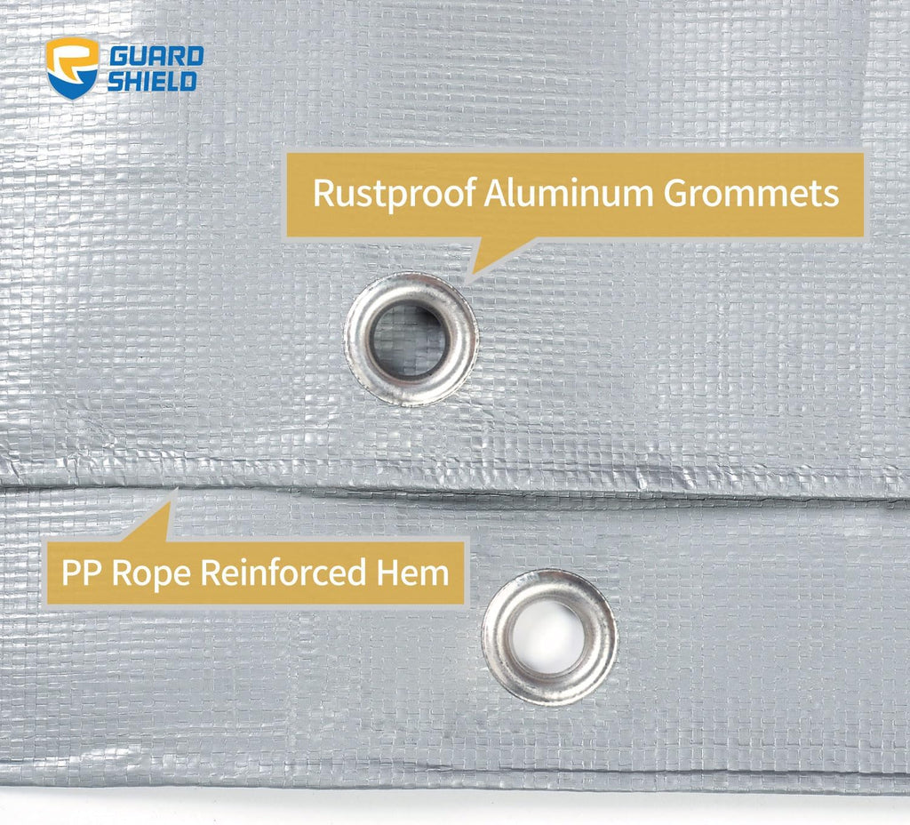 GUARD SHIELD Heavy Duty Tarp 6x8 Feet Silver Multi Purpose Thick Waterproof Poly Tarp Cover 10mil