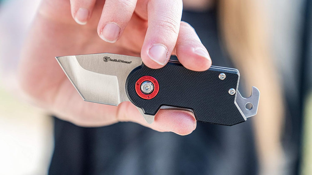 Smith & Wesson Benji Folding Knife with Bottle Opener, Money Clip, 1.5"-3.5" Stainless Steel Blade, For Tactical, Survival, and Everyday Carry