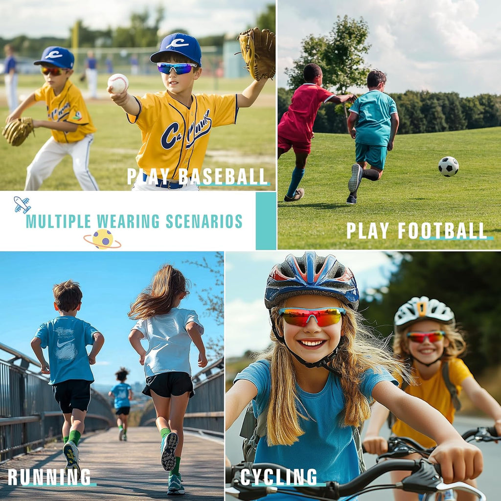 Kids Sunglasses Polarized Baseball Glasses for Boys Girls 3-12