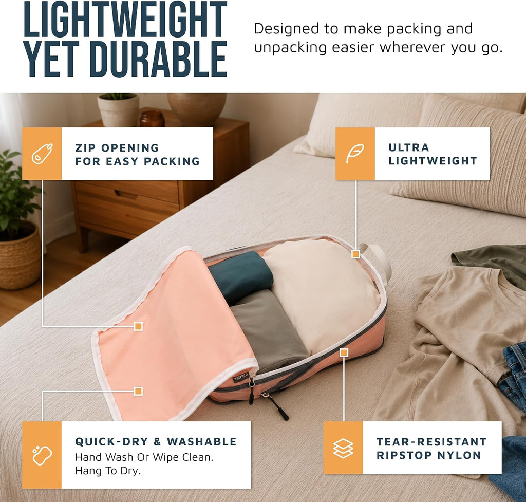 TRIPPED Travel Gear Large Compression Packing Cubes 7-Piece Set for Travel