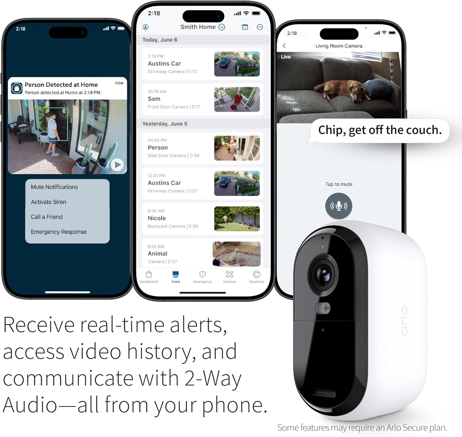Arlo Essential Security Cameras Wireless Outdoor 1080p HD (2nd Gen, 2023 Release) - Battery Power, Person Recognition, Package Detection, Animated Preview, 1-Month Trial of Secure Plan, 1 Cam, White