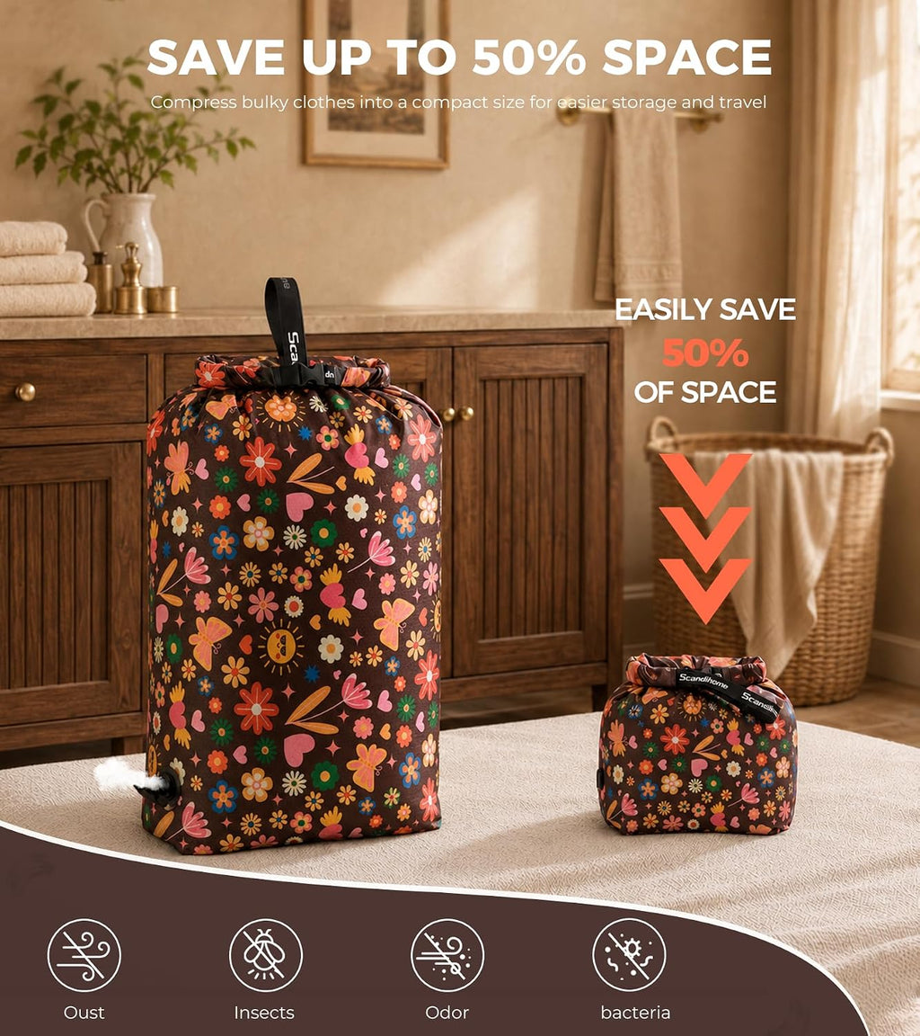 Travel Laundry Bag, Pump-Free Compression for Dirty Clothes