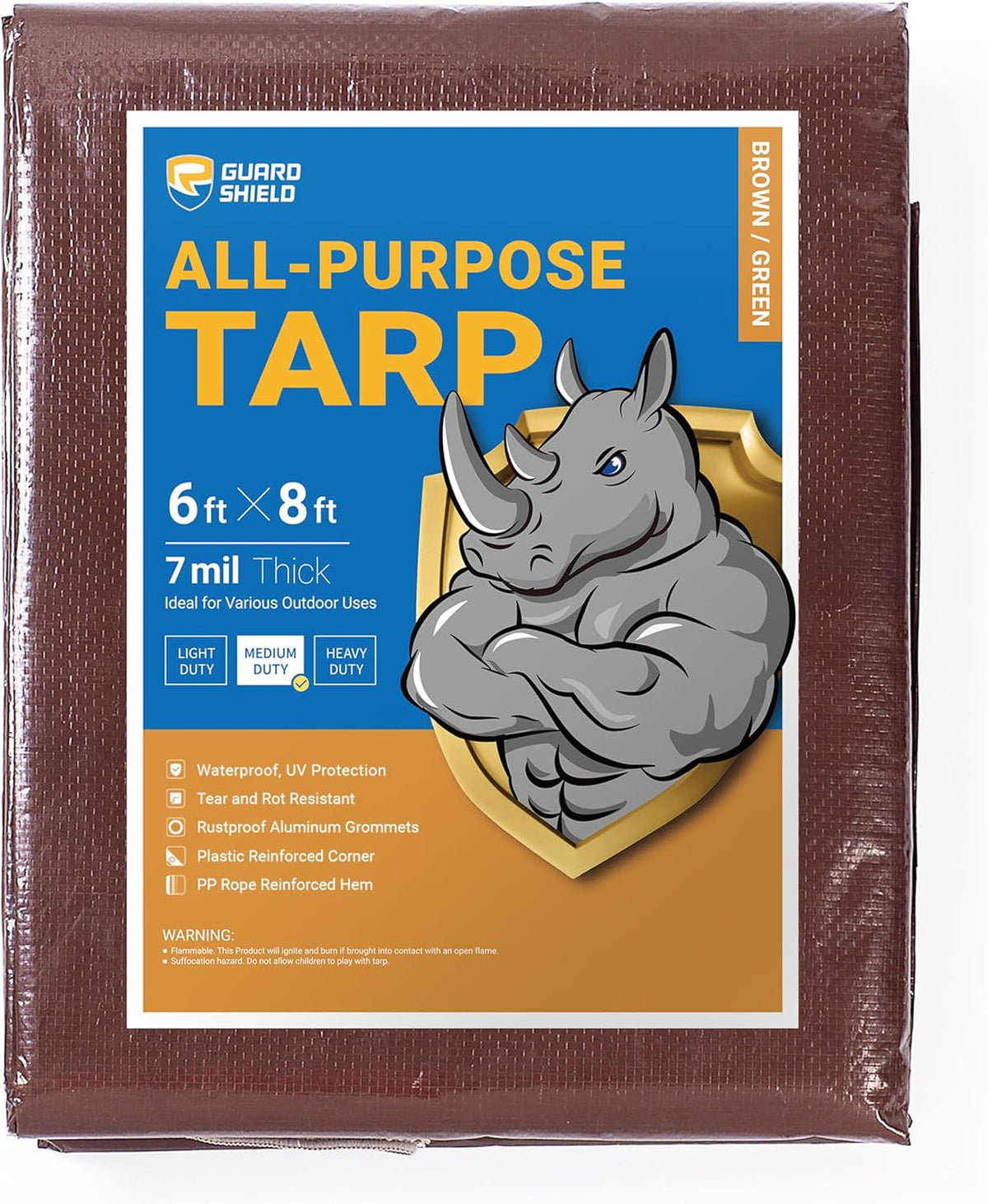 GUARD SHIELD Black Tarp Waterproof 12x20 Feet All Purpose 7mil Tarps