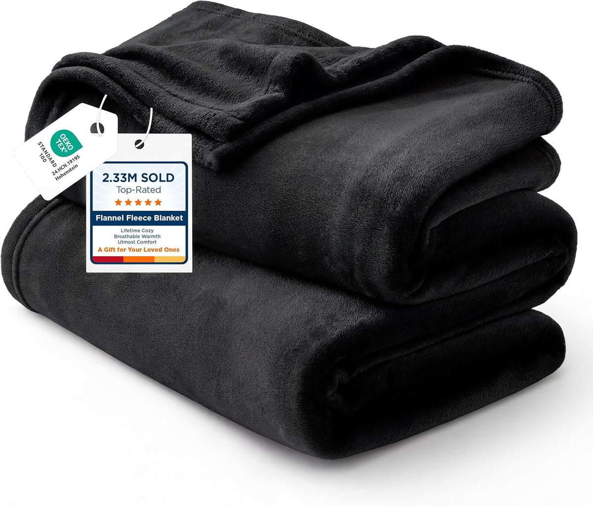 Bedsure Soft Cozy Warm Fleece Throw Blanket for Couch 300GSM Black 50"x60"