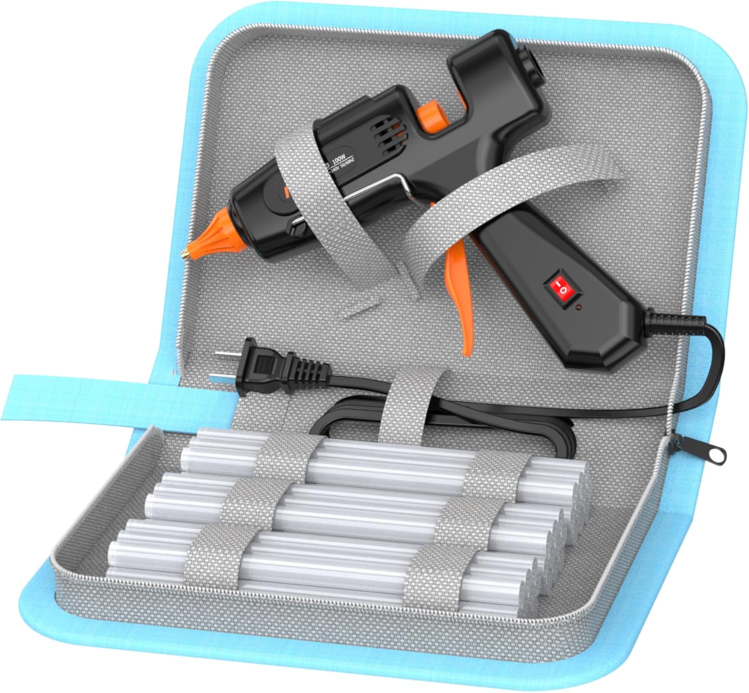 IZIO100W Hot Glue Gun Kit, Fast Heating for DIY Crafts Home Repair, Includes 21 Glue Sticks, Anti-Scald Nozzle, Pouch