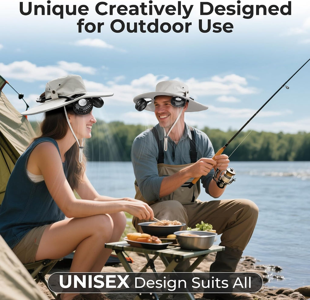AMACOOL Bucket Hat Fan, Gifts for Him Father Dad Husband, Fishing Essentials for Women Men Camping Hiking Beach Gardening