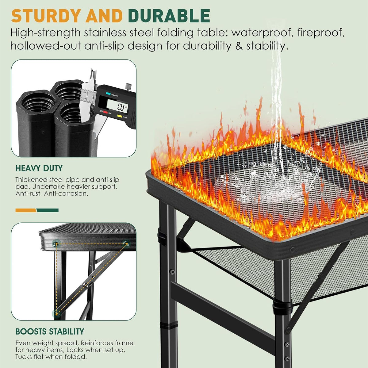 DeeprBetter Folding Camping Table, 3ft Camping Table Aluminum Folding Table