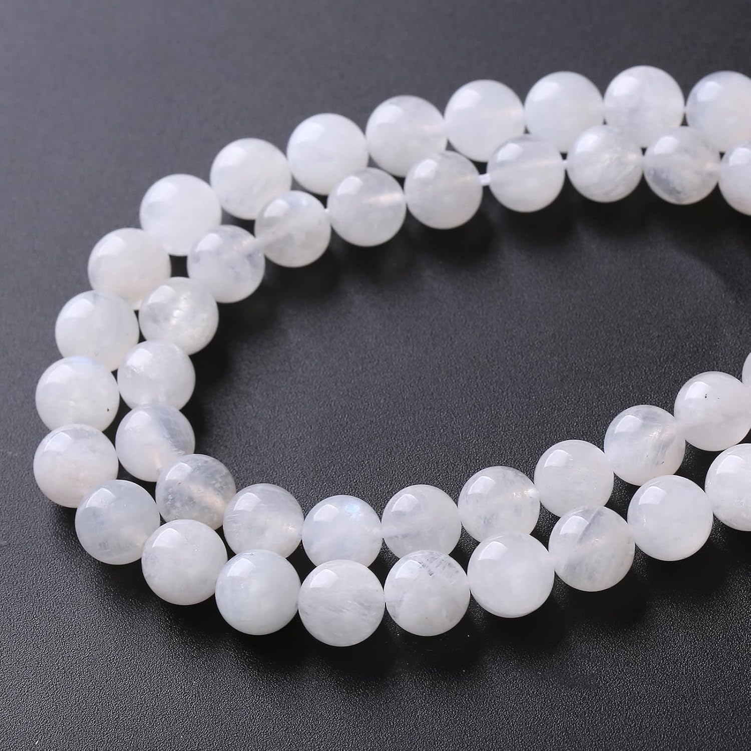 120PCS 6MM Natural Stone White Moonstone Gemstone Semi Precious Beads for Jewelry Making DIY Bracelet